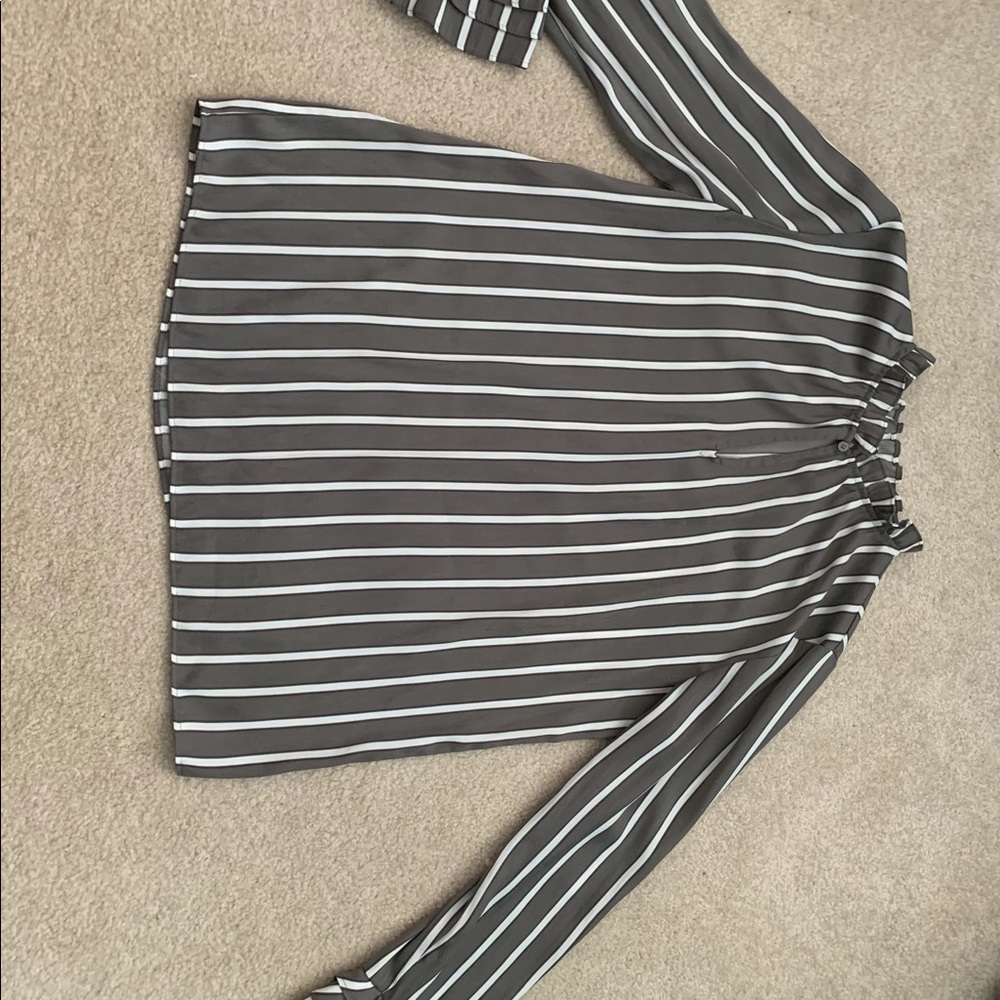Ann Taylor Loft Striped blouse with ruffle sleeve